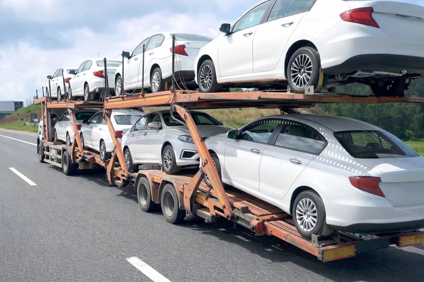 Car carrier on the way to port